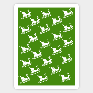 Santa's sleigh green christmas random pattern Sticker